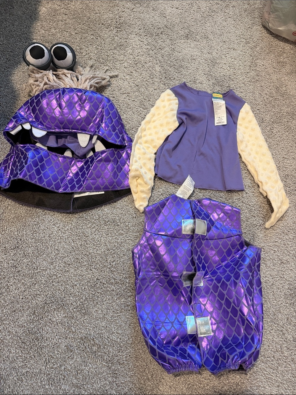 Purple Monster Costume Set for Kids - Playful Scales Design
